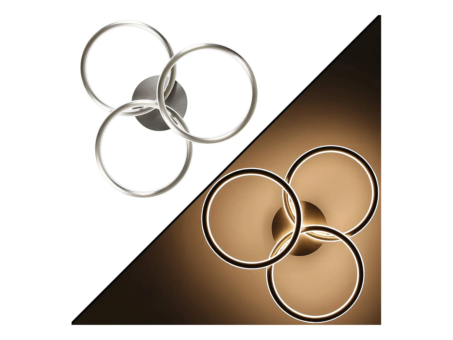 NETTLIFE LED Plafonnier Moderne Anneaux Design Lumière Blanc Chaud 3000K 41W 3 Flammes