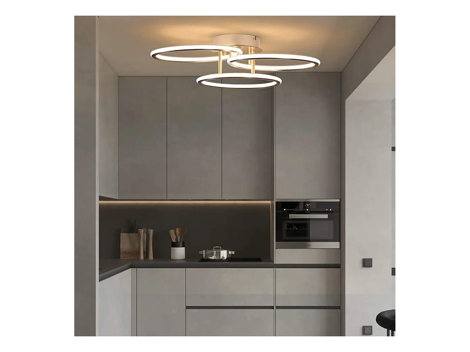 NETTLIFE LED Plafonnier Moderne Anneaux Design Lumière Blanc Chaud 3000K 41W 3 Flammes