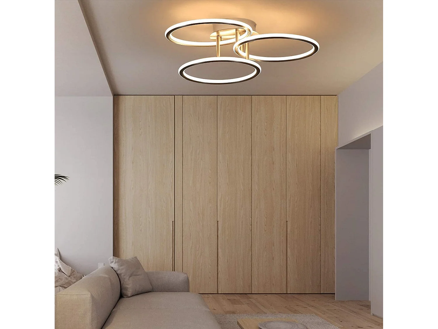 NETTLIFE LED Plafonnier Moderne Anneaux Design Lumière Blanc Chaud 3000K 41W 3 Flammes