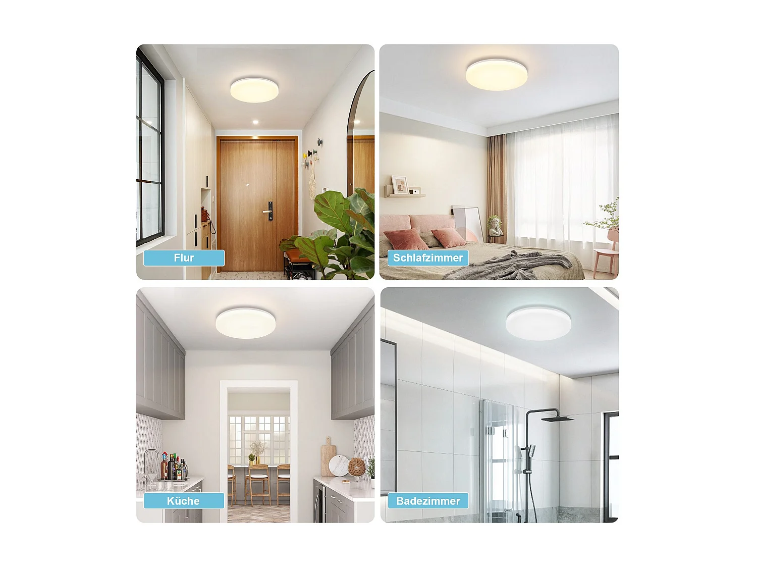 NETTLIFE plafonnier LED salle de bain dimmable avec télécommande plat Ø22CM 18W lampe de cuisine ronde RGB lampe de couloir IP54