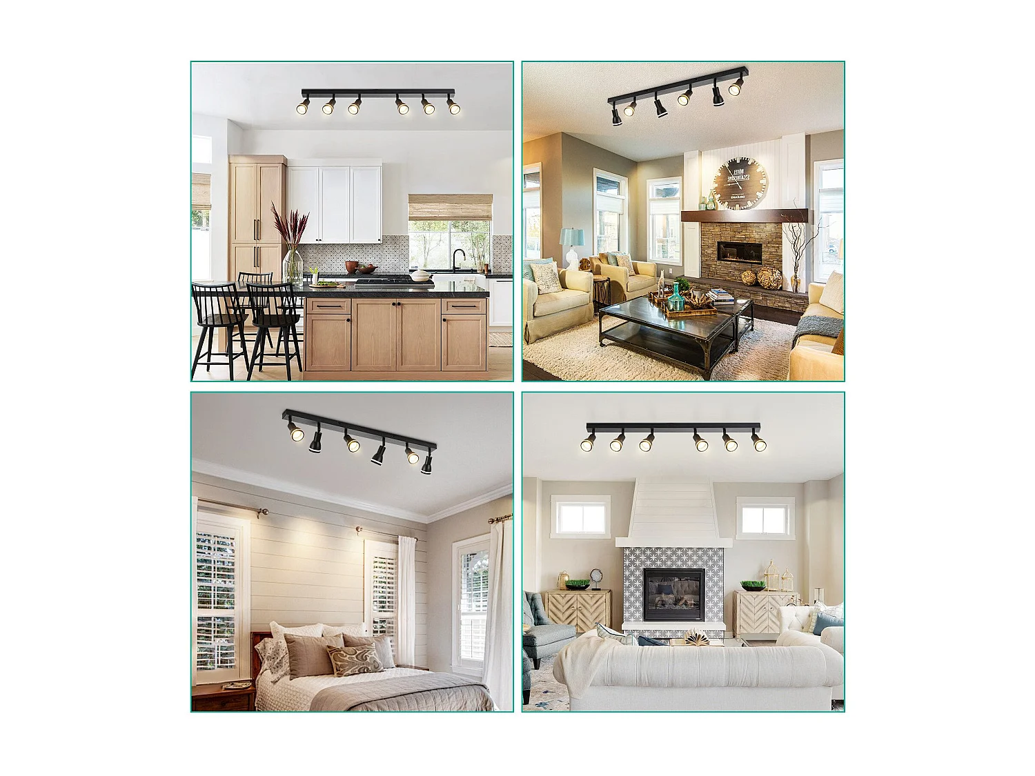 NETTLIFE Plafonnier 6 Spots Noir : Plafonnier  Métal GU10 Spots Pivotant Intérieur pour cuisine bureau salon chambre à coucher, Sans ampoules