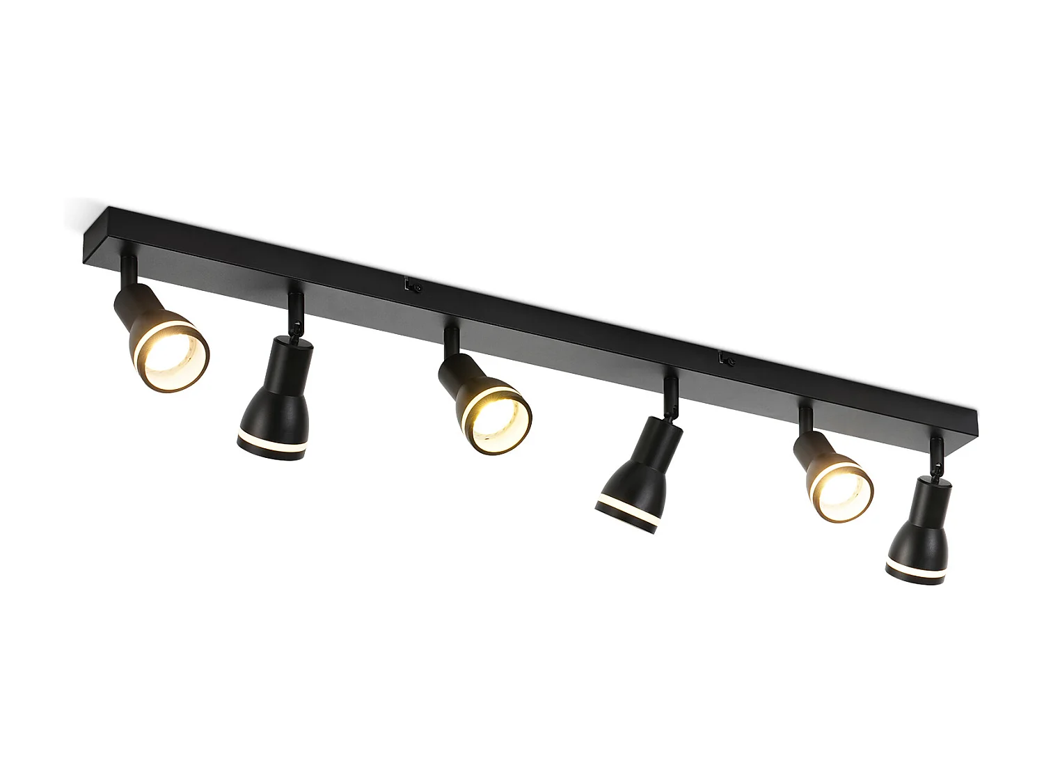 NETTLIFE Plafonnier 6 Spots Noir : Plafonnier  Métal GU10 Spots Pivotant Intérieur pour cuisine bureau salon chambre à coucher, Sans ampoules