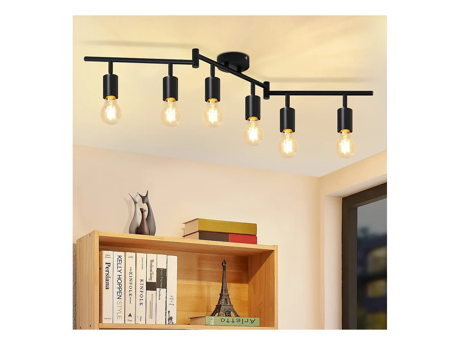 NETTLIFE Opbouwspot E27 - Plafondlamp - 6 lichts - Moderne Plafondspot - Zwart - Opbouwspot - Woonkamer | Slaapkamer | Keuken - L 94.5cm