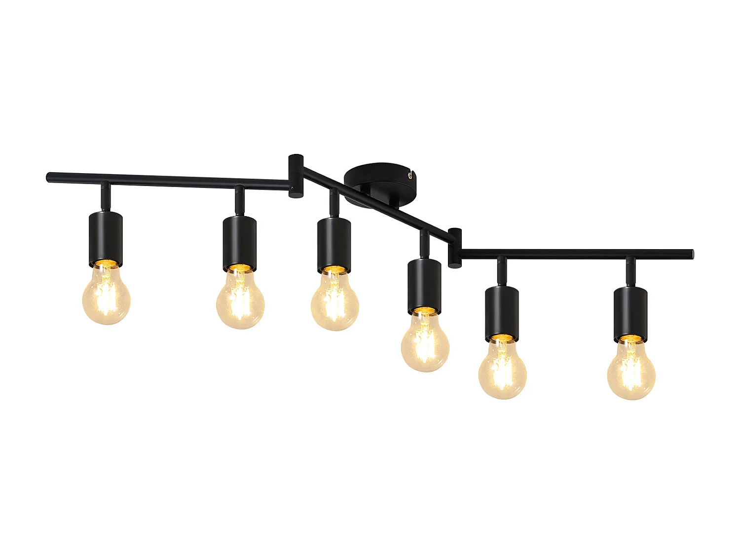 NETTLIFE Spot de plafond plafonnier noir E27 vintage 6 flammes plafonnier orientable 350°industriels