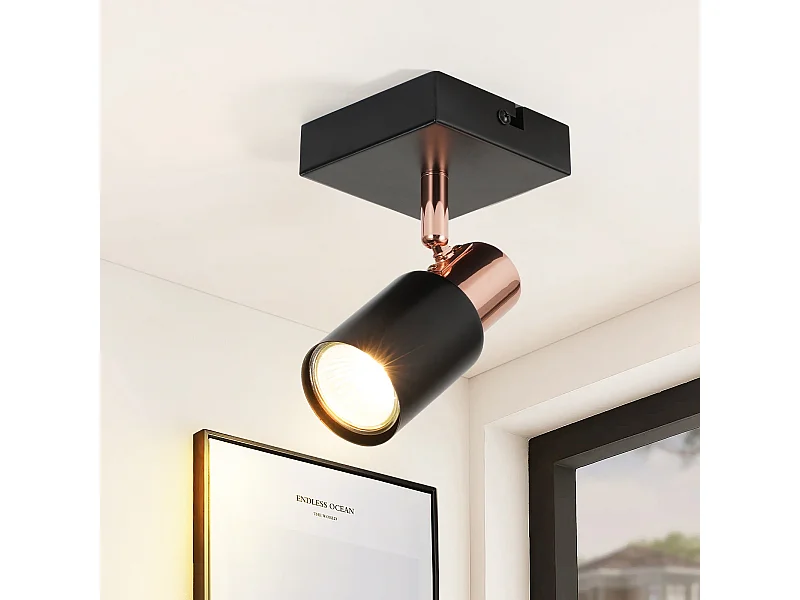 NETTLIFE Reflektor sufitowy Reflektory sufitowe 1 czarna żarówka GU10 regulowana 355°