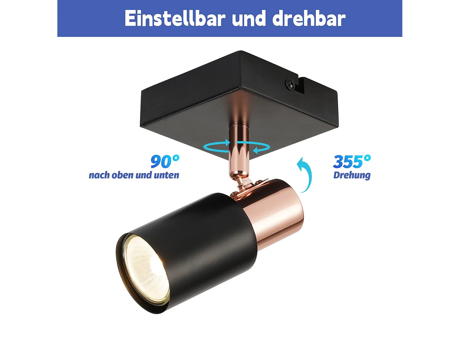 NETTLIFE Opbouwspot GU10 Fitting roségoud vierkant L 6cm Moderne Plafondlamp  355° kantelbaar Plafondspot voor Woonkamer Slaafkamer Gang Zonder Lichtborn1-Lichts