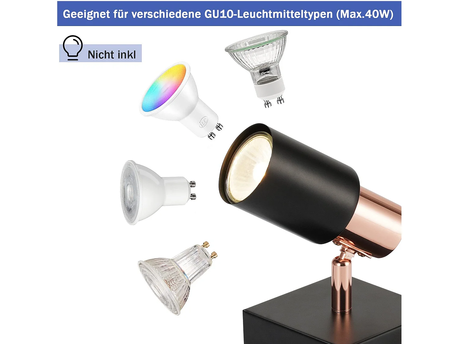 NETTLIFE Opbouwspot GU10 Fitting roségoud vierkant L 6cm Moderne Plafondlamp  355° kantelbaar Plafondspot voor Woonkamer Slaafkamer Gang Zonder Lichtborn1-Lichts