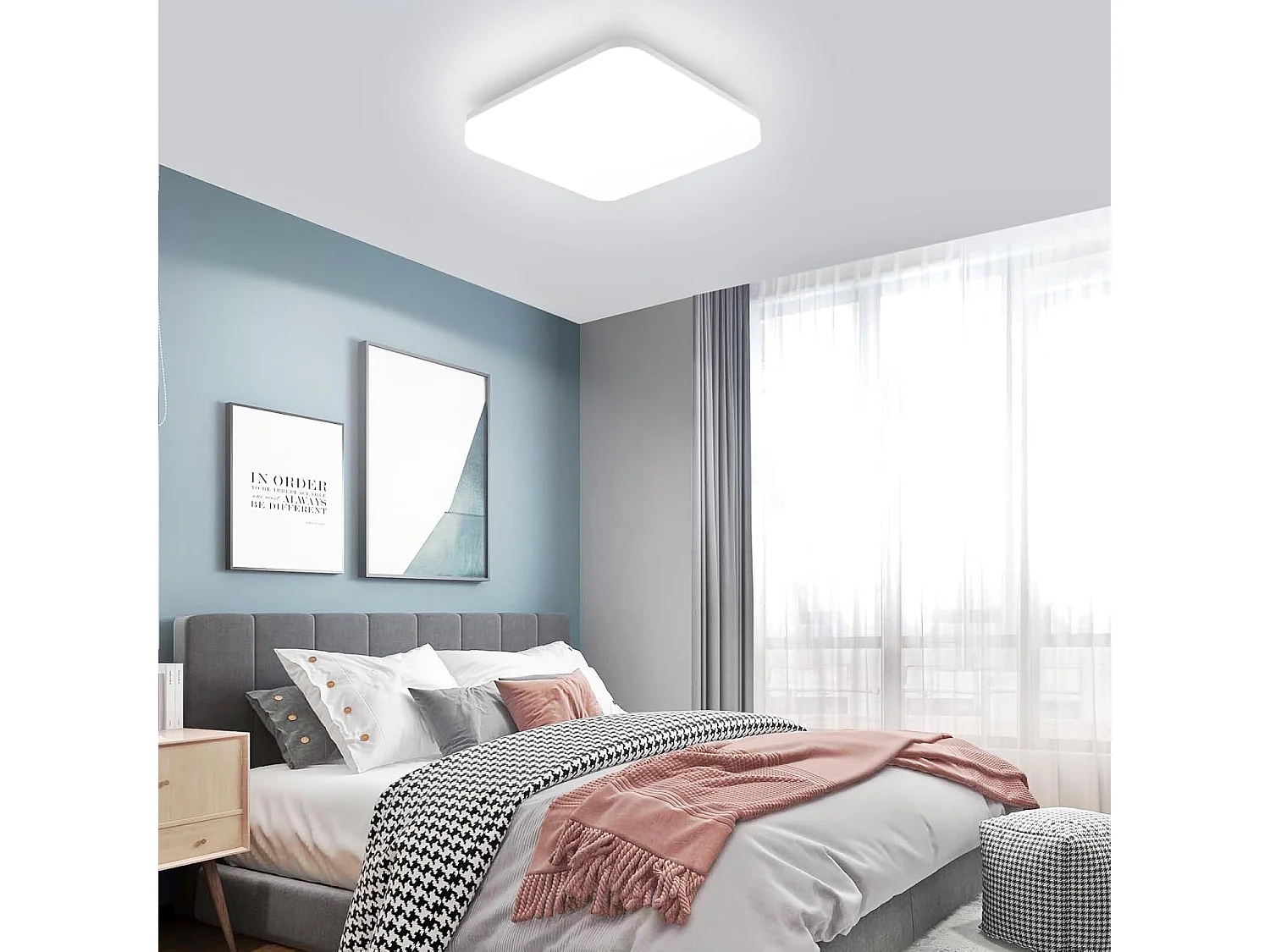 NETTLIFE Plafondlamp LED 22 cm vierkant Koel wit Licht 5000 K Plafondlamp plat IP54 Badkamerlamp Keukenlamp 18 W voor Woonkamer | Slaapkamer | Gang Wit
