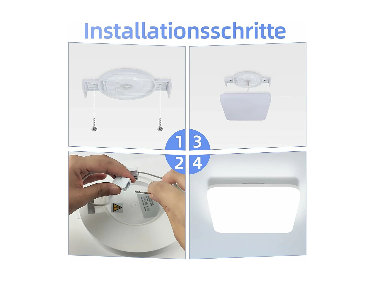NETTLIFE Plafondlamp LED 22 cm vierkant Koel wit Licht 5000 K Plafondlamp plat IP54 Badkamerlamp Keukenlamp 18 W voor Woonkamer | Slaapkamer | Gang Wit