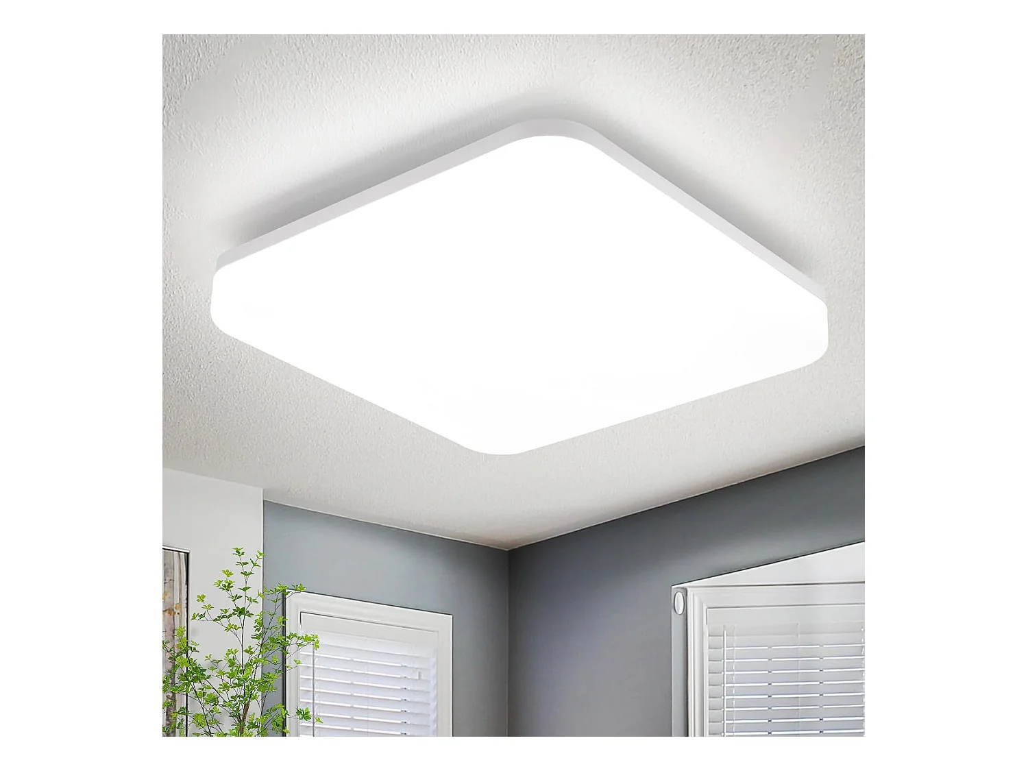 NETTLIFE plafonnier LED 22CM lampe de salle de bain carré IP54 18W blanc 5000K