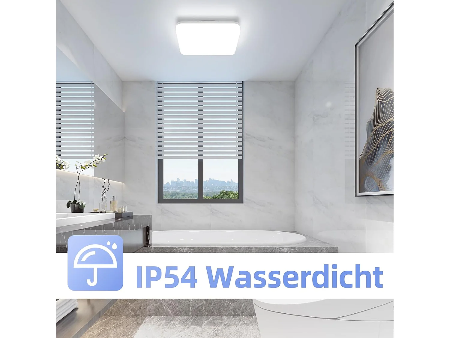 NETTLIFE plafonnier LED 22CM lampe de salle de bain carré IP54 18W blanc 5000K