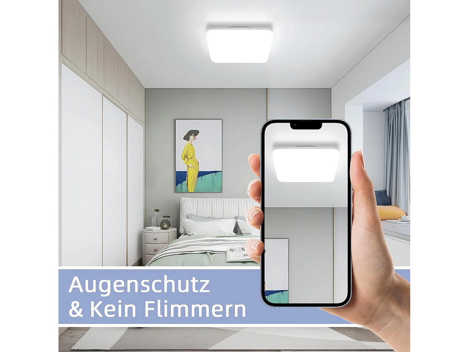 NETTLIFE plafonnier LED 22CM lampe de salle de bain carré IP54 18W blanc 5000K