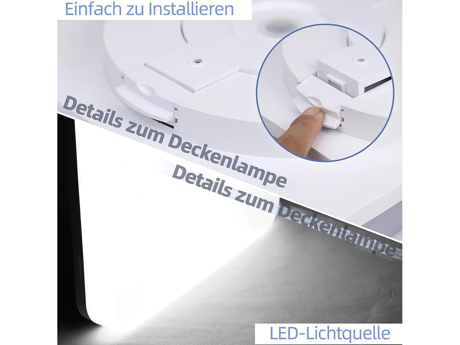 NETTLIFE plafonnier LED 22CM lampe de salle de bain carré IP54 18W blanc 5000K