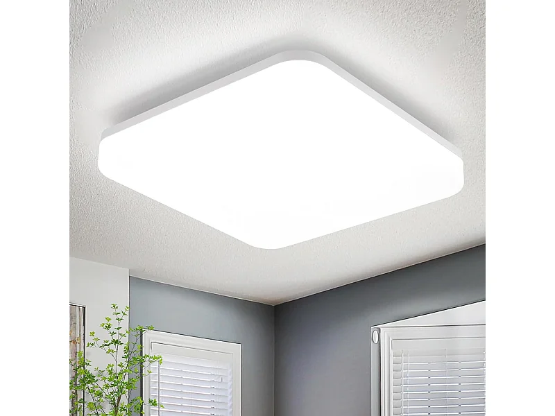 NETTLIFE, lámpara LED de techo cuadrada para cuarto de baño, 22 cm, IP54, 18W, blanco, 5000K.