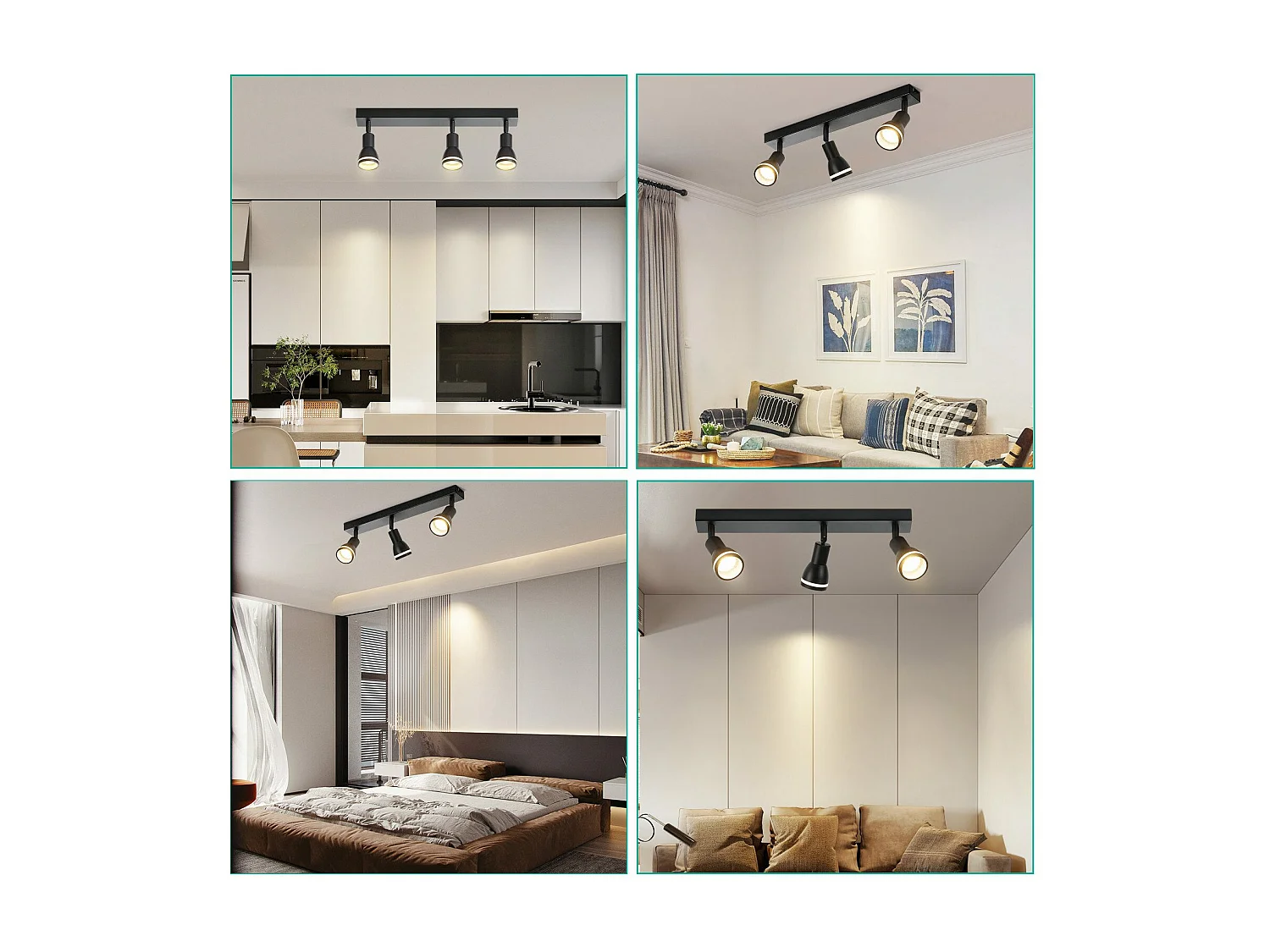 NETTLIFE Opbouwspot GU10 L 42cm zwart 3-Lichts rechthoekig  Plafondlamp 355° draaibaar Plafondspot creatief ontwerp Lampkap