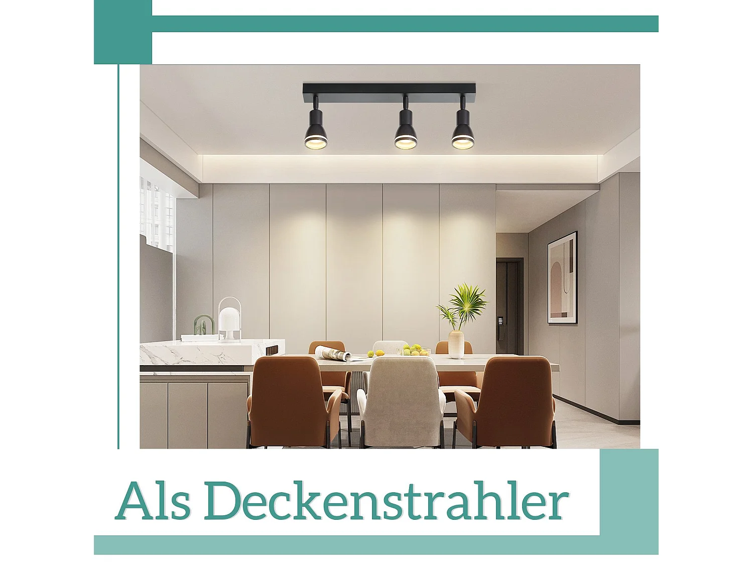 NETTLIFE Plafonnier noir moderne : 3 spots de plafond orientables en métal, plafonnier GU10, pour chambre, salle à manger, sans ampoule