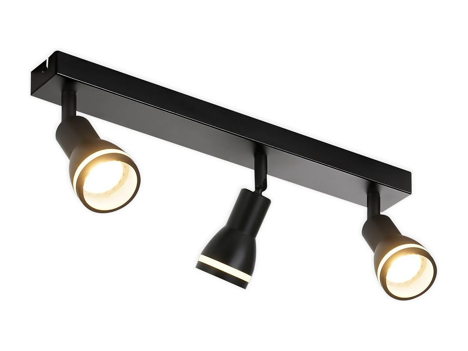 NETTLIFE Plafonnier noir moderne : 3 spots de plafond orientables en métal, plafonnier GU10, pour chambre, salle à manger, sans ampoule