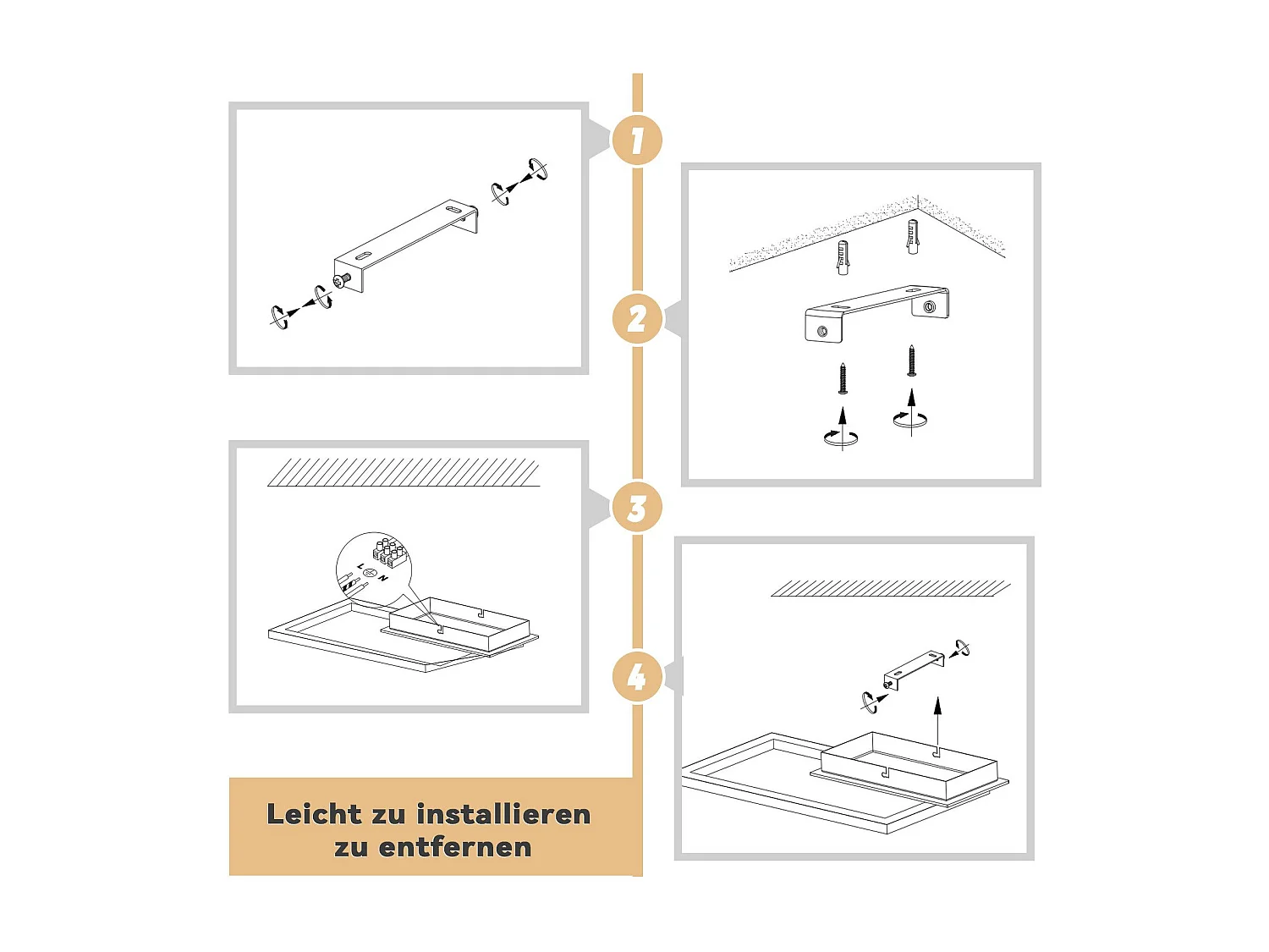 NETTLIFE LED Deckenleuchte Küchenlampe Modern Holz Schwarz 3000K Warmweiß Schlafzimmerlampe