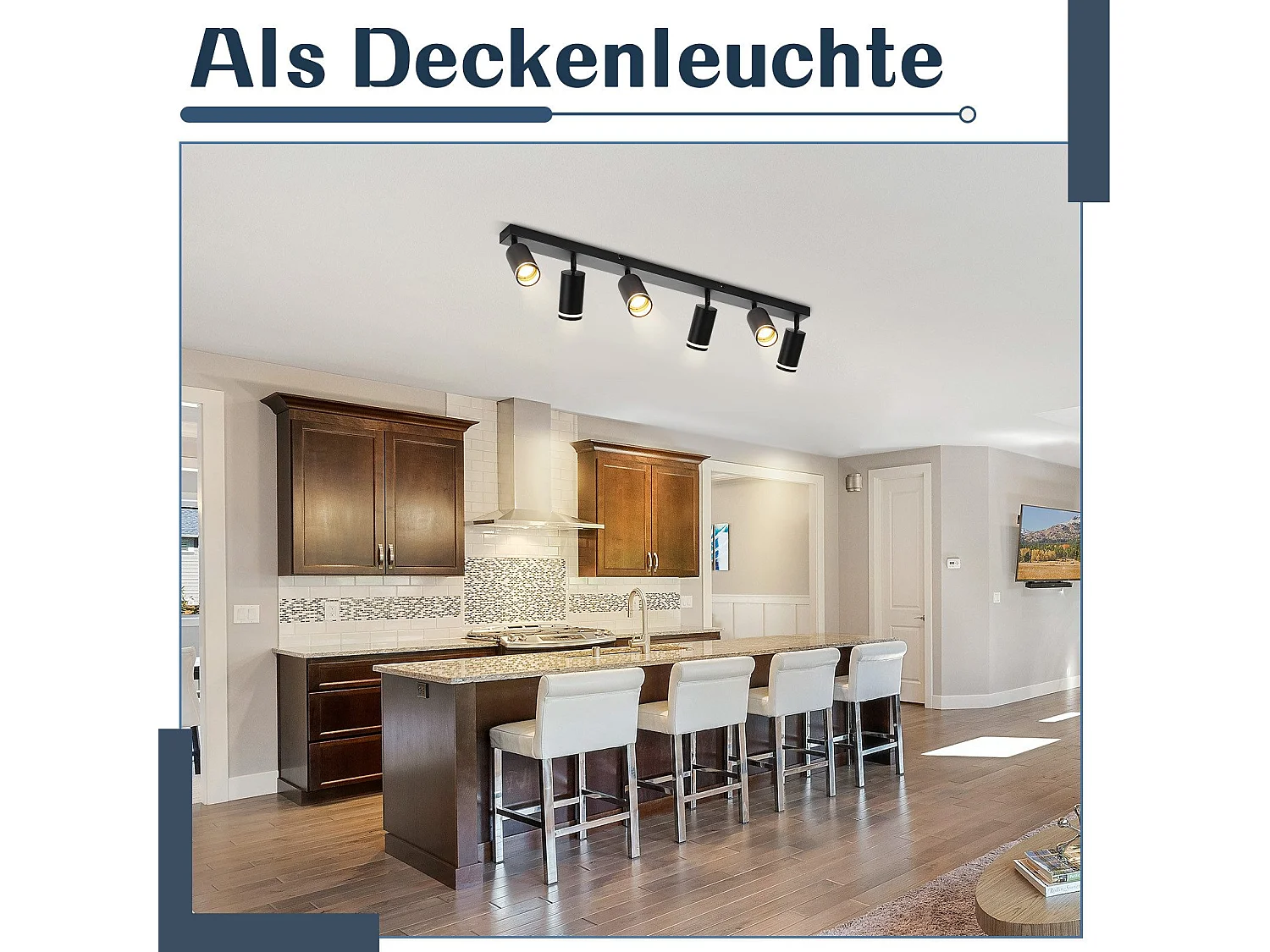 NETTLIFE Opbouwspot GU10 zwart L 83cm rechthoekig Moderne Plafondlamp 355° draaibaar Plafondspot 6-Lichts cilinder Lampkap voor Slaafkamer Kantoor Woonkamer Max.25W