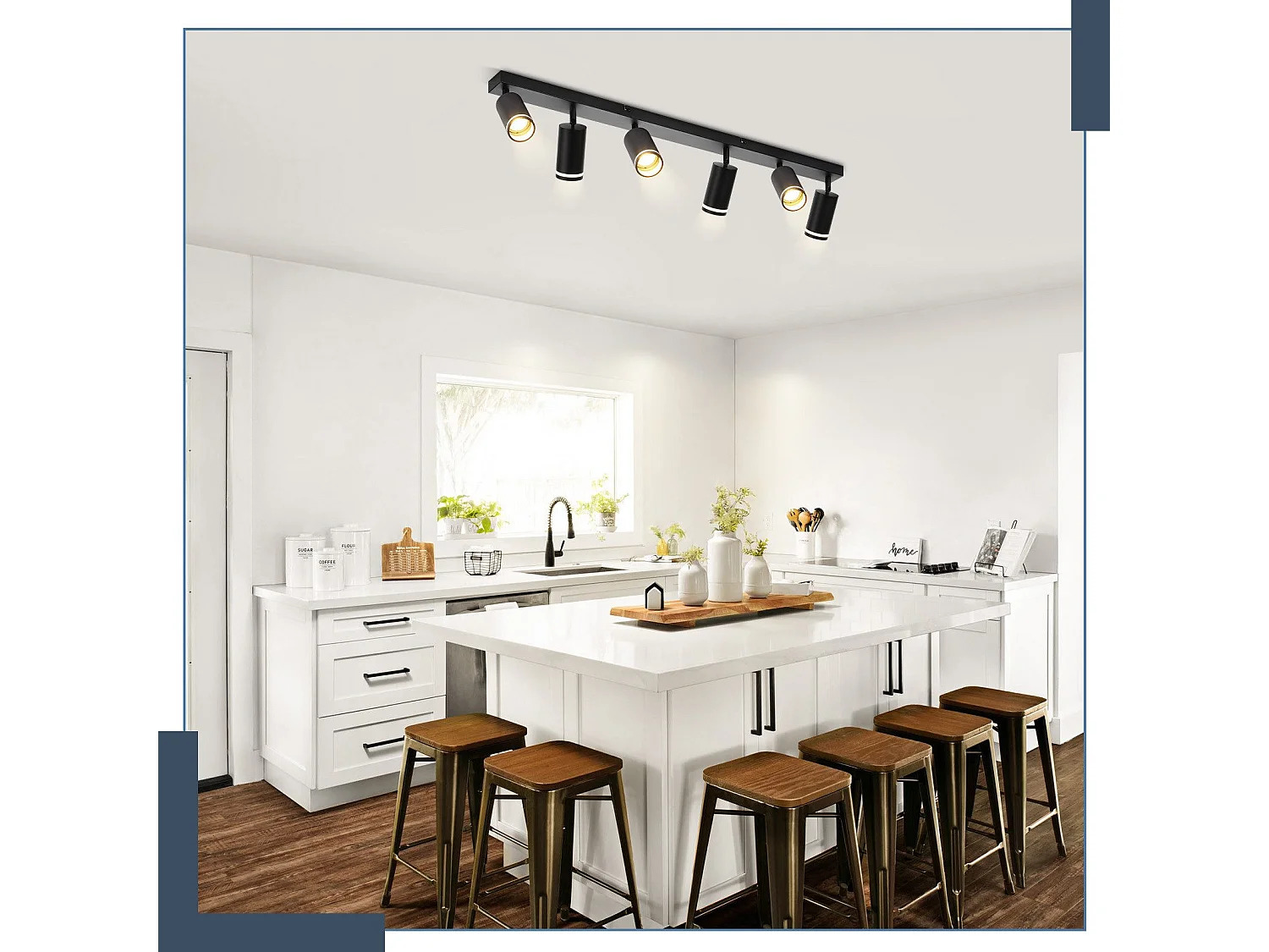 NETTLIFE Opbouwspot GU10 zwart L 83cm rechthoekig Moderne Plafondlamp 355° draaibaar Plafondspot 6-Lichts cilinder Lampkap voor Slaafkamer Kantoor Woonkamer Max.25W