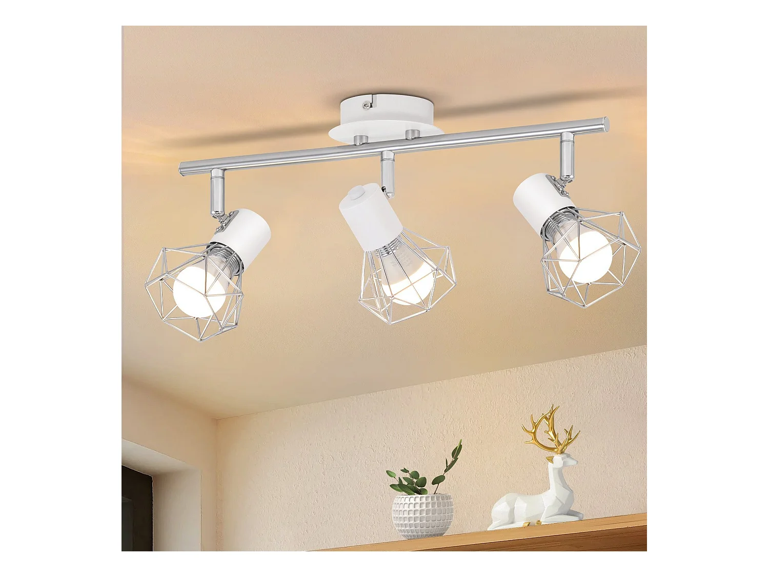 NETTLIFE Spot de plafond 3 ampoules rond - Plafonnier industriel rétro E14 Sans ampoules