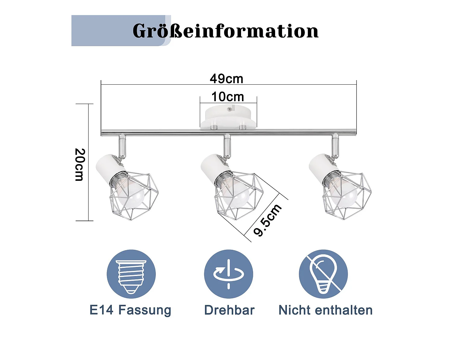 NETTLIFE Spot de plafond 3 ampoules rond - Plafonnier industriel rétro E14 Sans ampoules