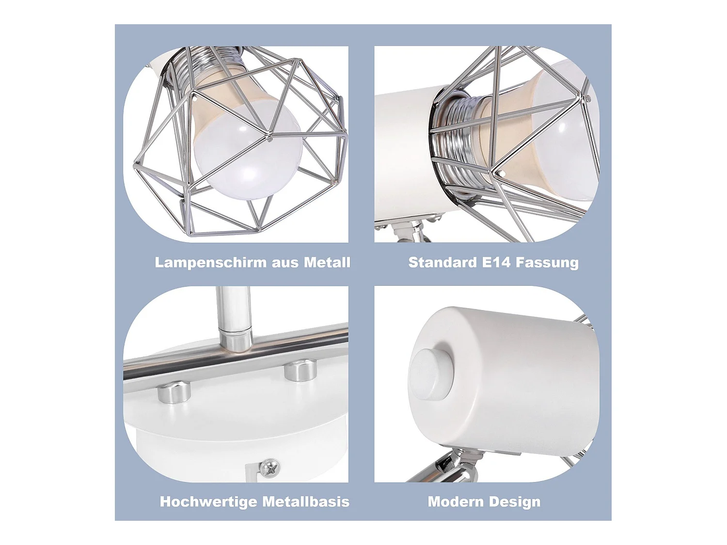 NETTLIFE Spot de plafond 3 ampoules rond - Plafonnier industriel rétro E14 Sans ampoules