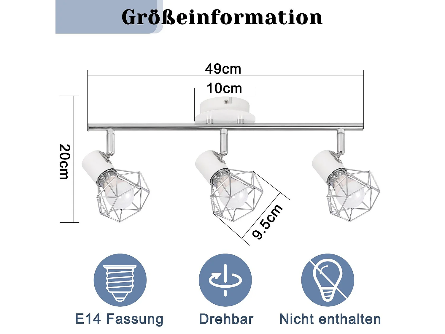 NETTLIFE Spot de plafond 3 ampoules rond - Plafonnier industriel rétro E14 Sans ampoules