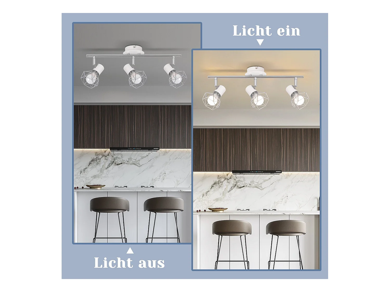 NETTLIFE Spot de plafond 3 ampoules rond - Plafonnier industriel rétro E14 Sans ampoules