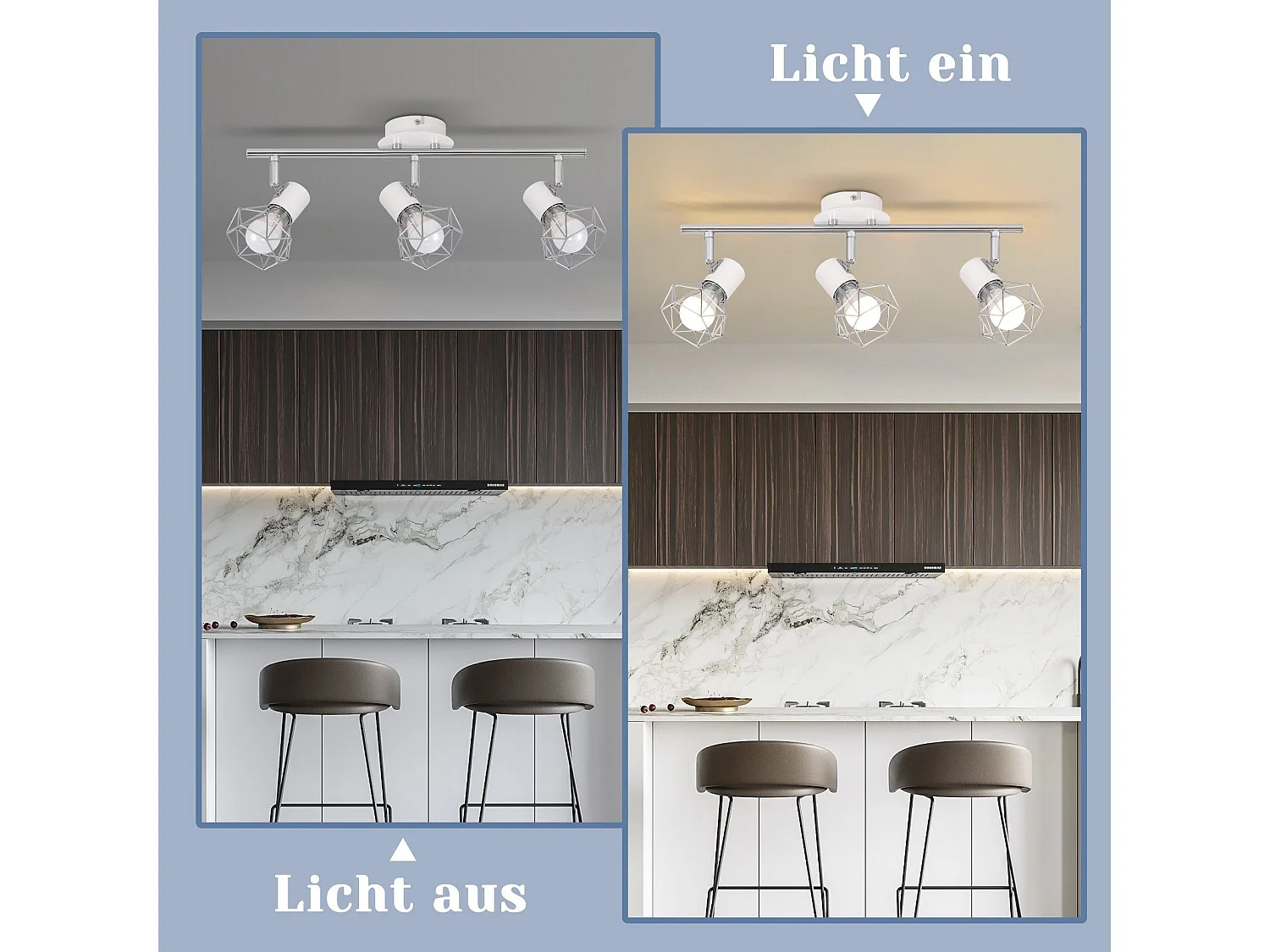 NETTLIFE Spot de plafond 3 ampoules rond - Plafonnier industriel rétro E14 Sans ampoules