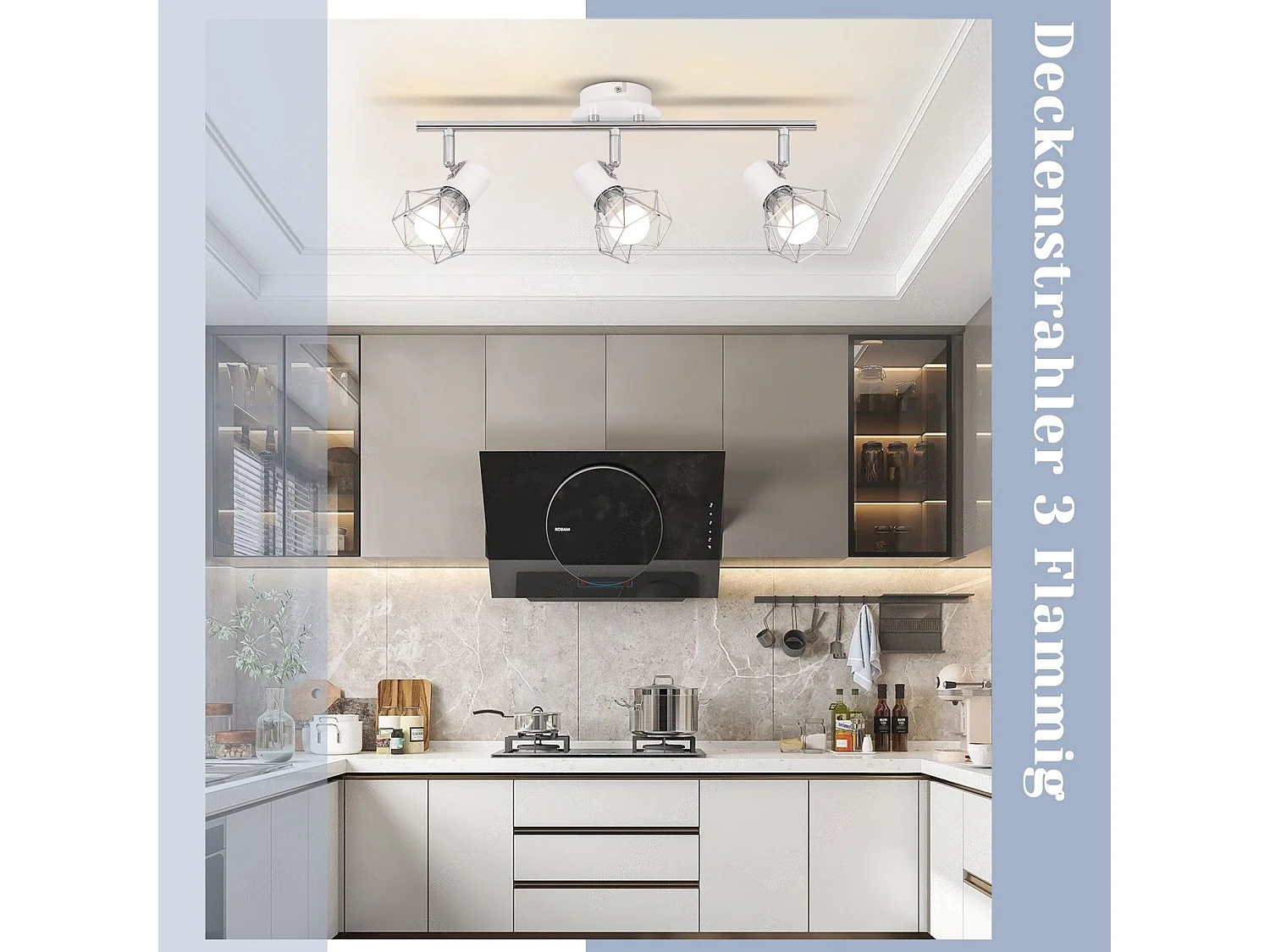 NETTLIFE Spot de plafond 3 ampoules rond - Plafonnier industriel rétro E14 Sans ampoules