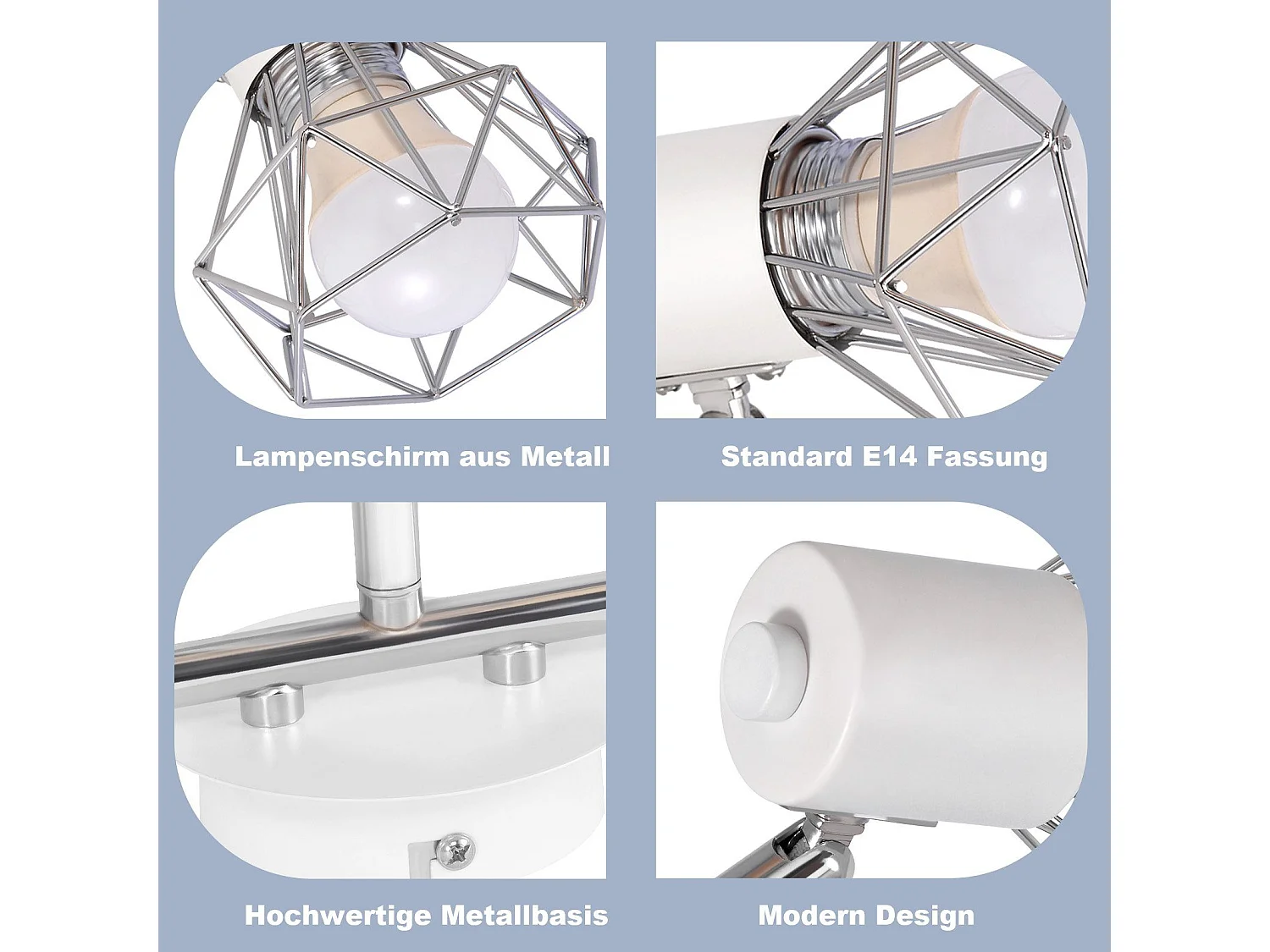 NETTLIFE Spot de plafond 3 ampoules rond - Plafonnier industriel rétro E14 Sans ampoules