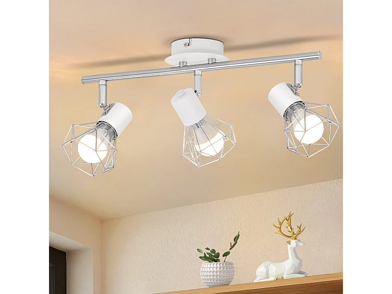 NETTLIFE Spot de plafond 3 ampoules rond - Plafonnier industriel rétro E14 Sans ampoules