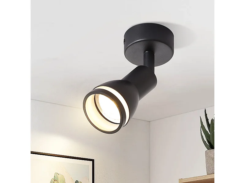 LED Deckenstrahler 1-flammig Schwarz Wohnzimmer Verstellbare Deckenleuchte Gu10 Spot Lampe Modern