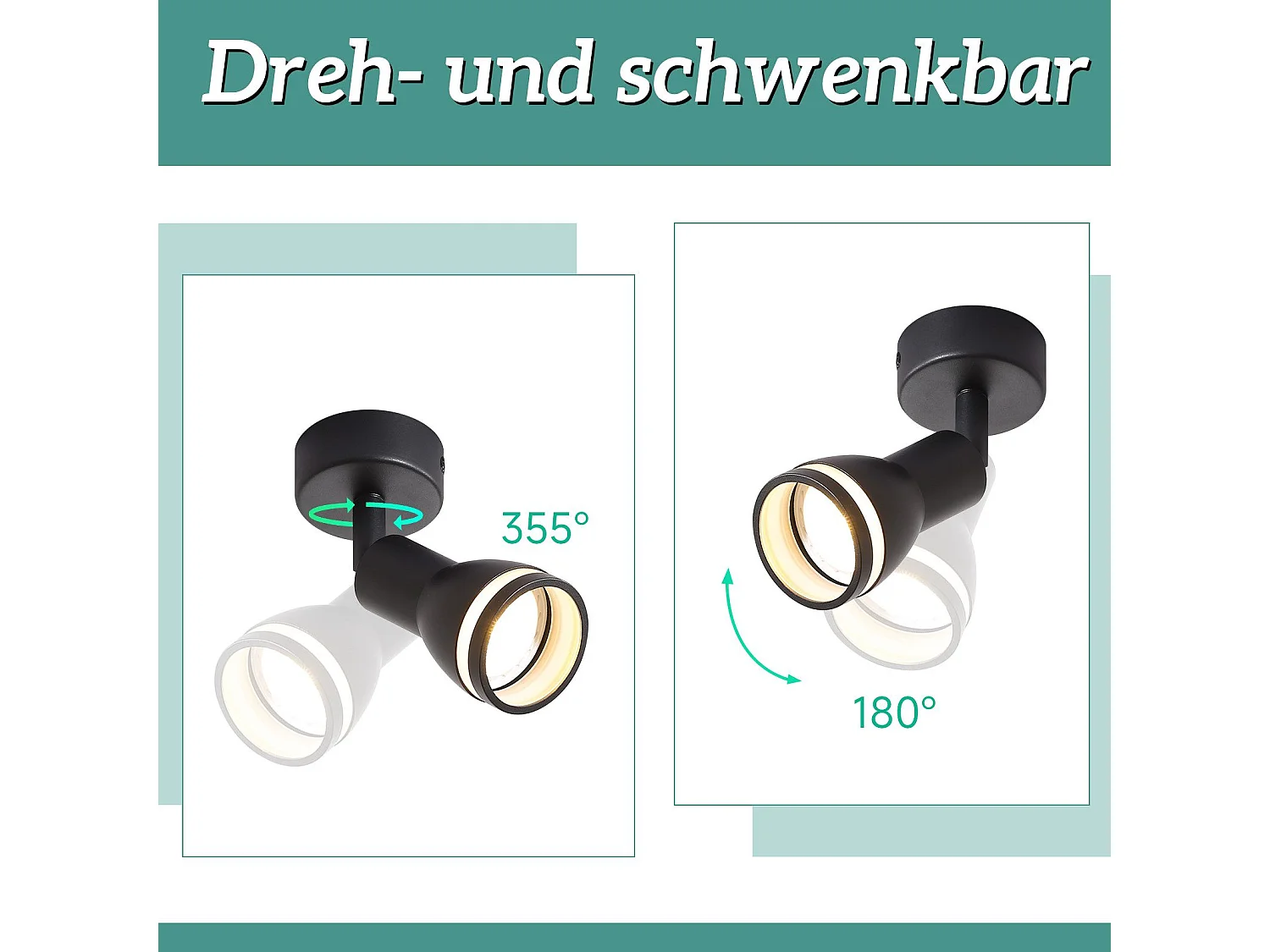 LED Deckenstrahler 1-flammig Schwarz Wohnzimmer Verstellbare Deckenleuchte Gu10 Spot Lampe Modern