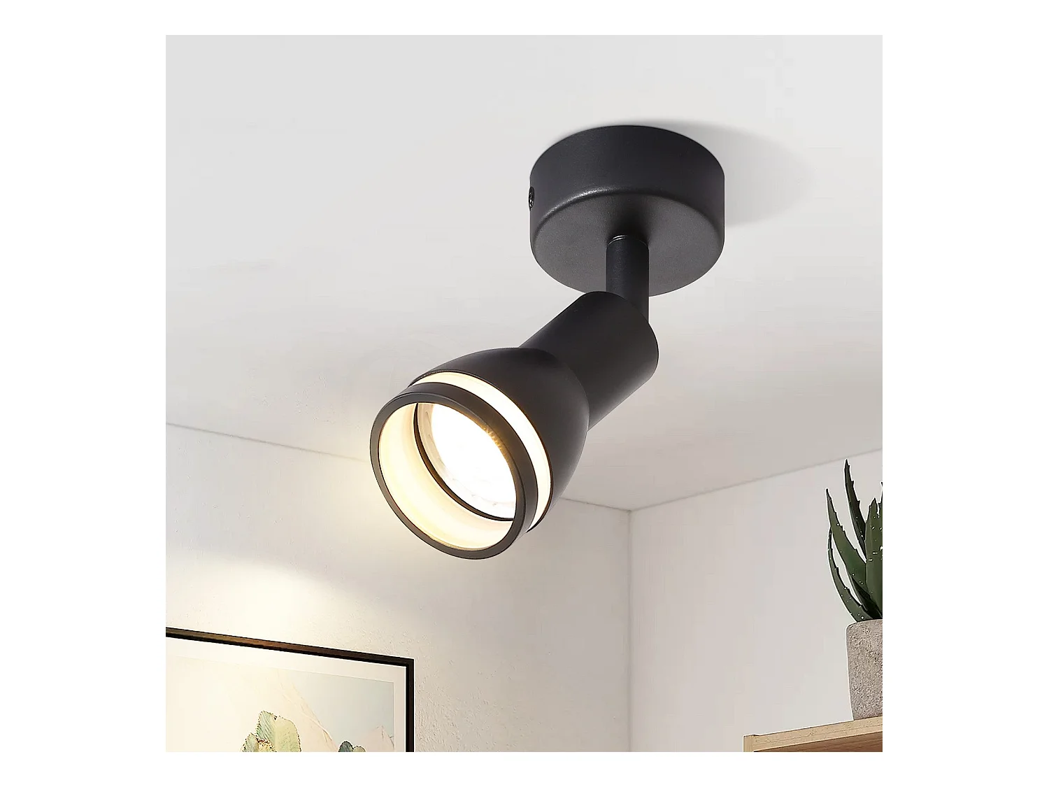 NETTLIFE Reflektor sufitowy LED 1 żarówka, czarna lampa sufitowa do salonu, regulowana lampa sufitowa GU10, nowoczesna lampa punktowa