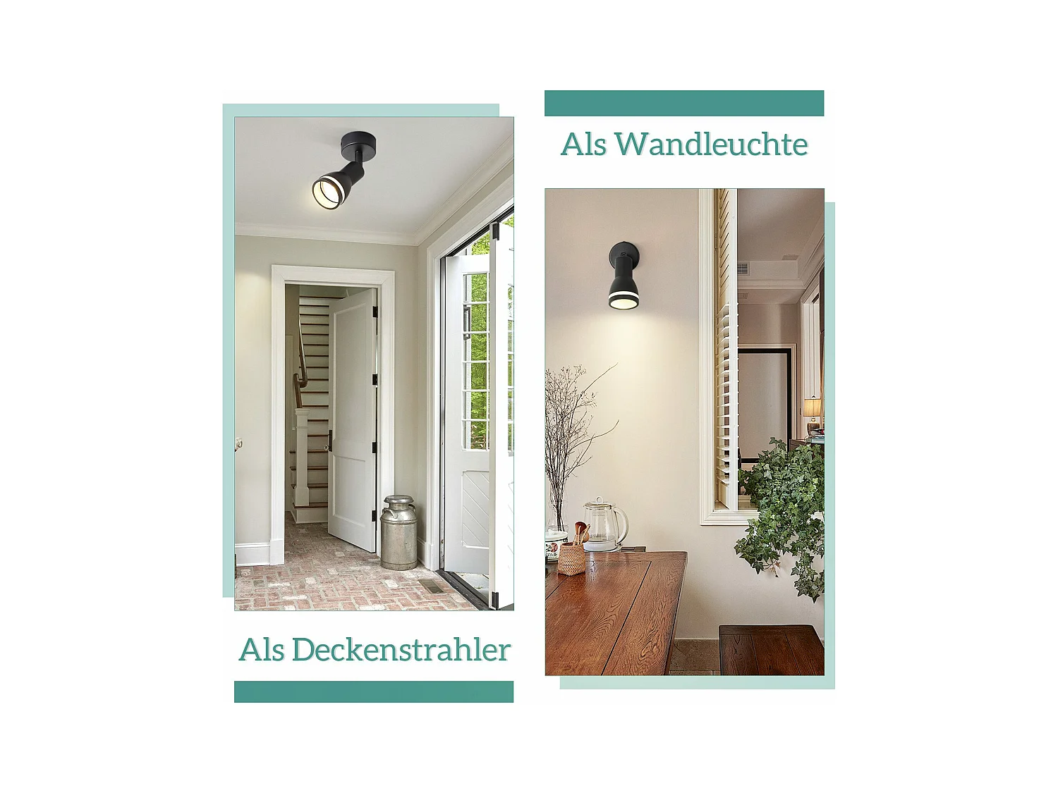 NETTLIFE Spot de plafond LED 1 ampoule noir salon plafonnier orientable GU10 spot lampe moderne