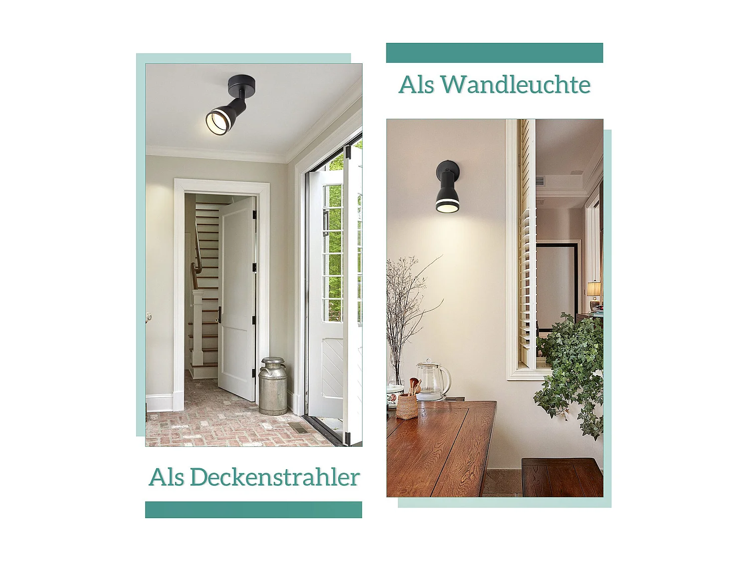 NETTLIFE Spot de plafond LED 1 ampoule noir salon plafonnier orientable GU10 spot lampe moderne