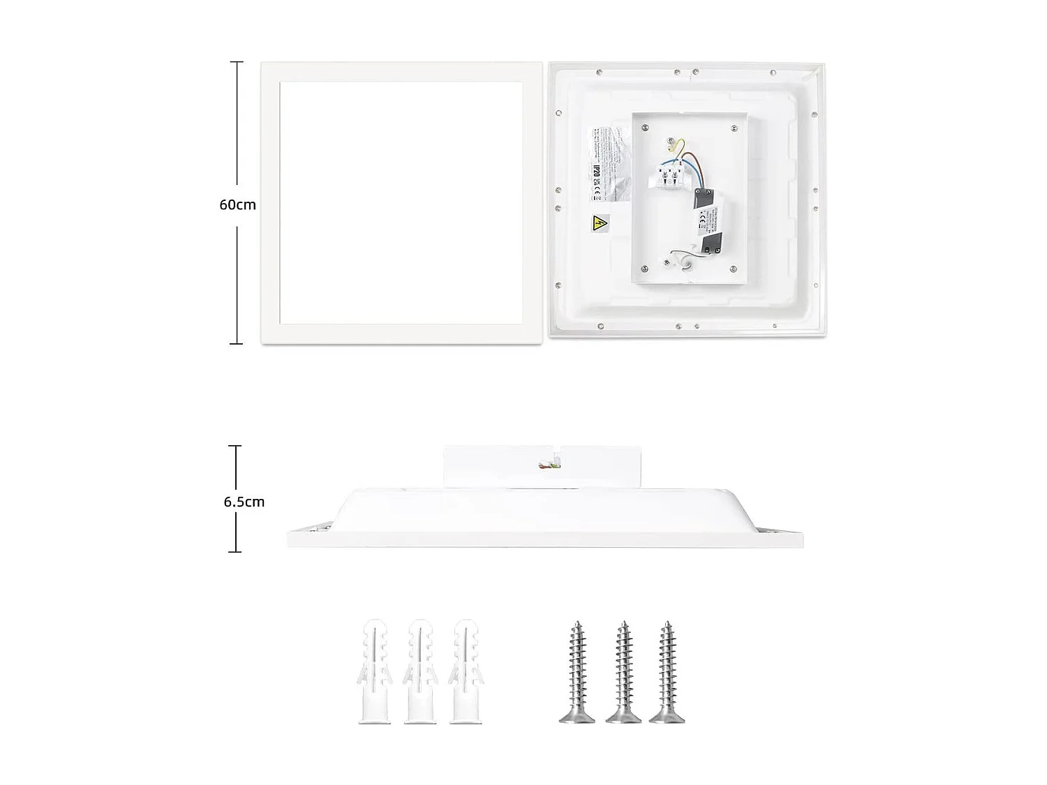 NETTLIFE Plafonnier panneau LED salon 60*60CM 40W plat 3000K