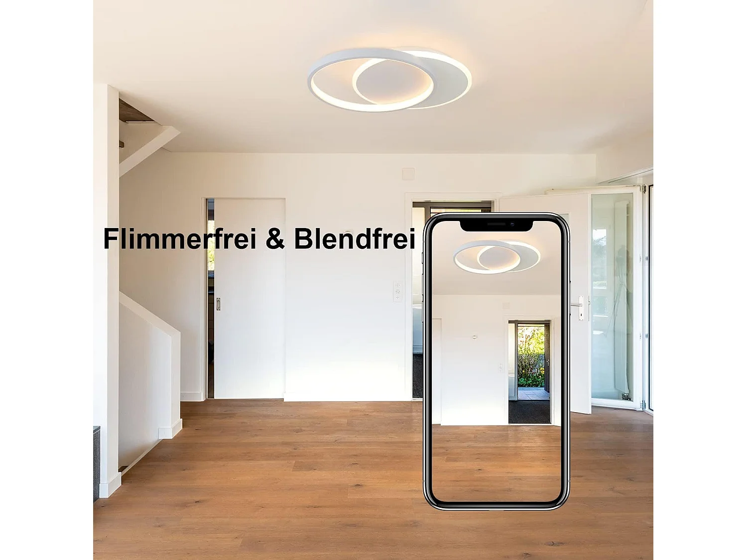 NETTLIFE Plafondlamp - LED - Ø 41 cm - Moderne Wit plafonniére - 35W - 2 Ronde ring - 3000K-6500K Instelbare Kleurtemperatuur