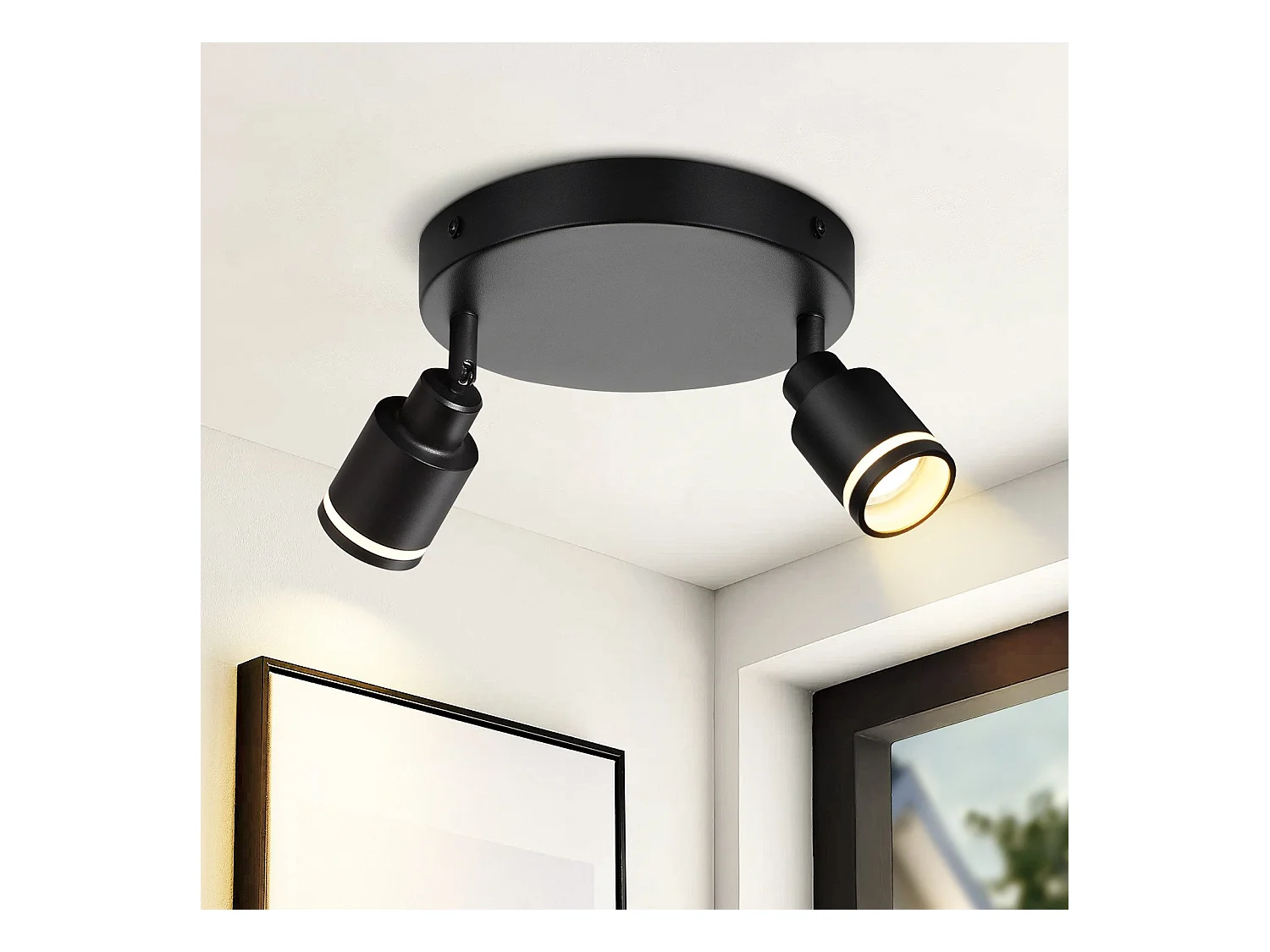 NETTLIFE Spot de plafond noir plafonnier moderne 2 flammes orientables spots GU10 en métal