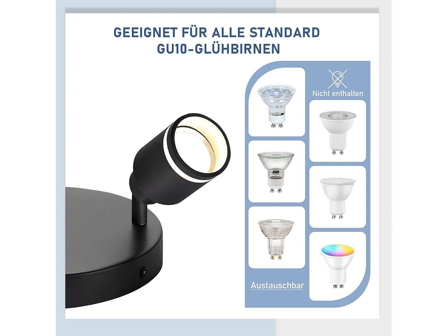 NETTLIFE Spot de plafond noir plafonnier moderne 2 flammes orientables spots GU10 en métal