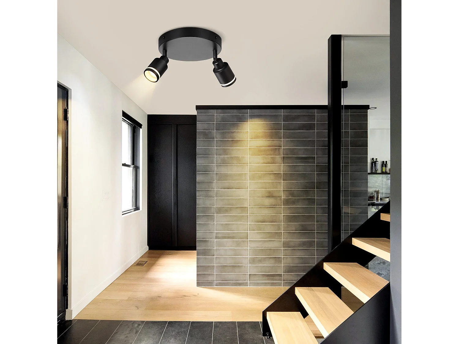 NETTLIFE Spot de plafond noir plafonnier moderne 2 flammes orientables spots GU10 en métal