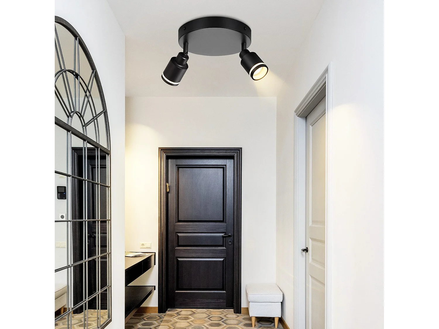 NETTLIFE Spot de plafond noir plafonnier moderne 2 flammes orientables spots GU10 en métal