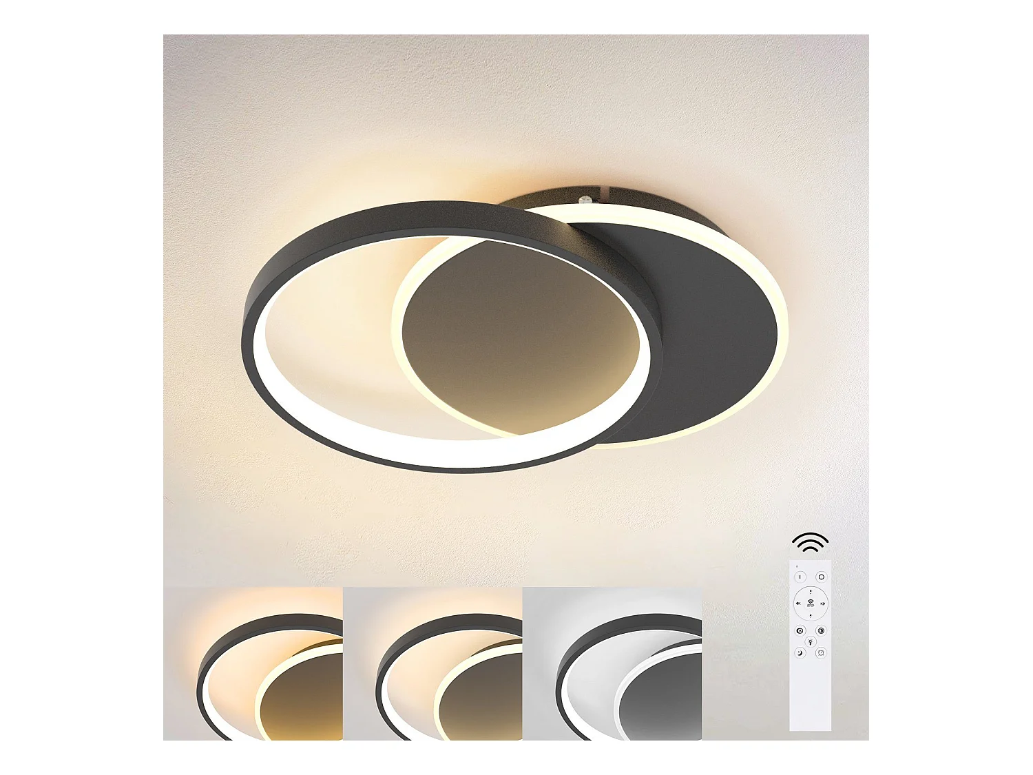 NETTLIFE Plafonnier LED Salon Dimmable Moderne Plafonnier avec télécommande pour le couloir