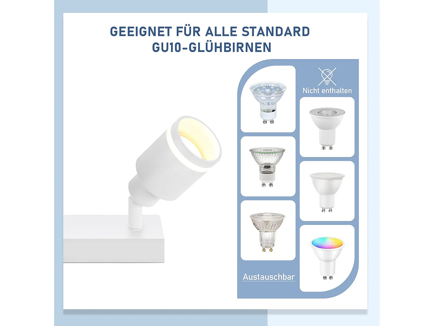 NETTLIFE Plafonnier Blanc moderne : 6 spots de plafond orientables,  en métal, GU10 pour bureau, chambre, salle à manger, sans ampoule