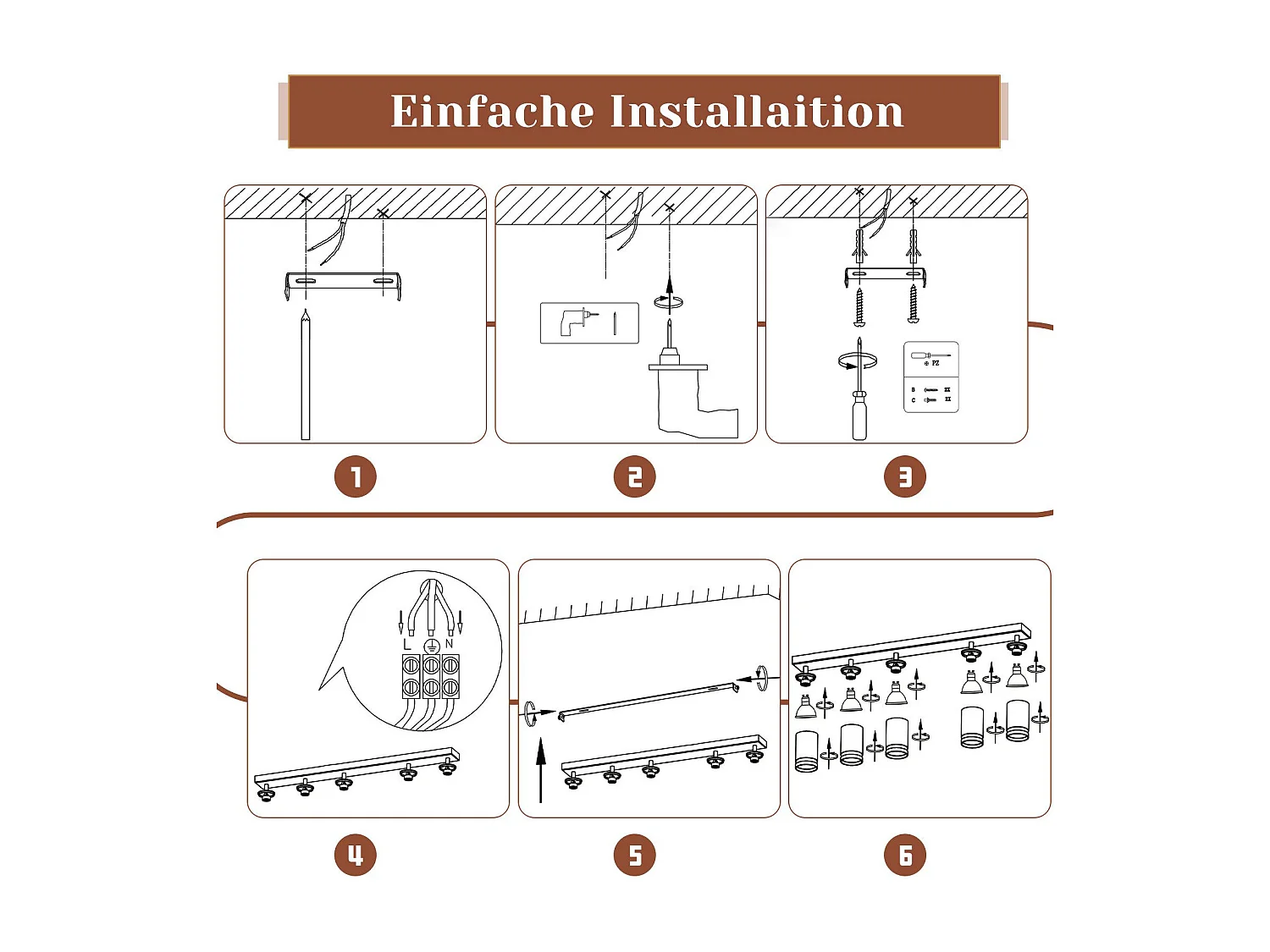 NETTLIFE Plafonnier 5 Spots moderne : plafonnier blanc spot GU10 spots orientables à 355°métal intérieur pour cuisine, salon, chambre, sans ampoule