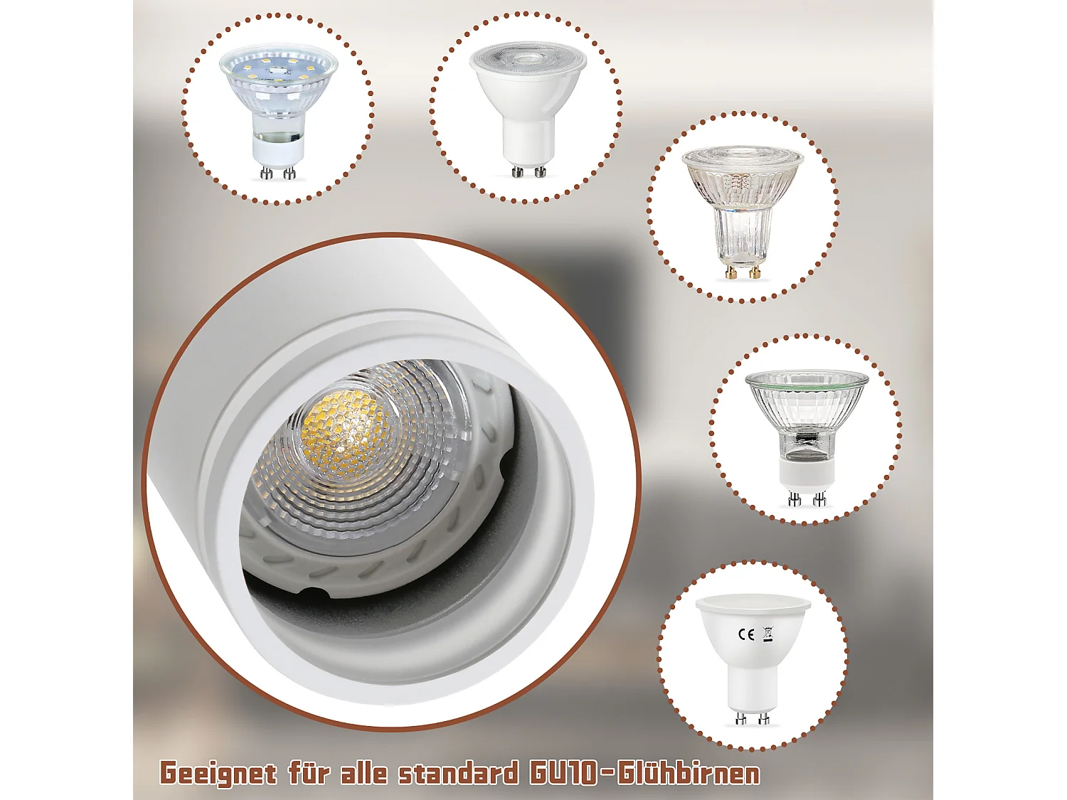 NETTLIFE Plafonnier 5 Spots moderne : plafonnier blanc spot GU10 spots orientables à 355°métal intérieur pour cuisine, salon, chambre, sans ampoule