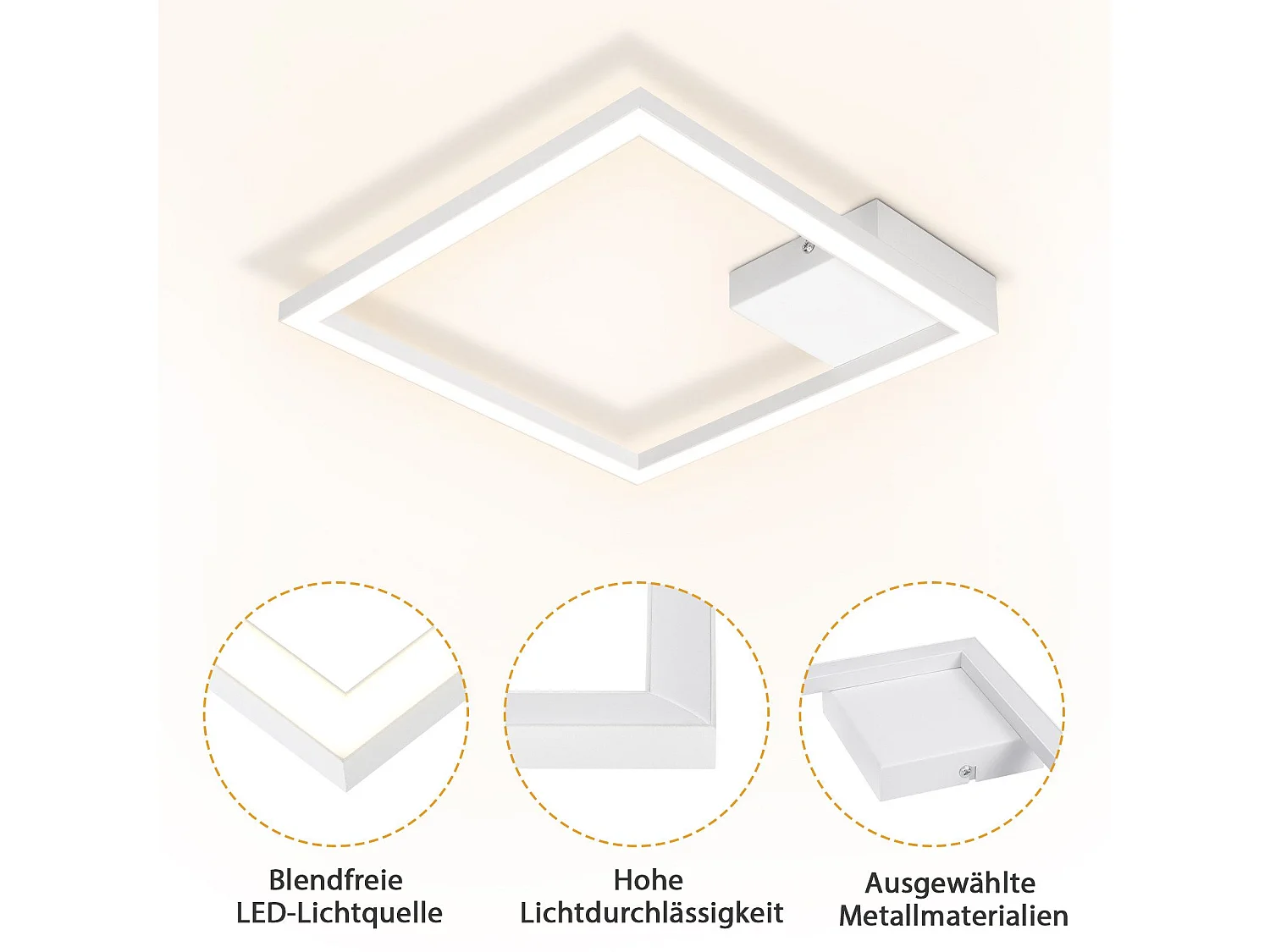 NETTLIFE biała lampa sufitowa LED 12W nowoczesna ciepła biel 3000K