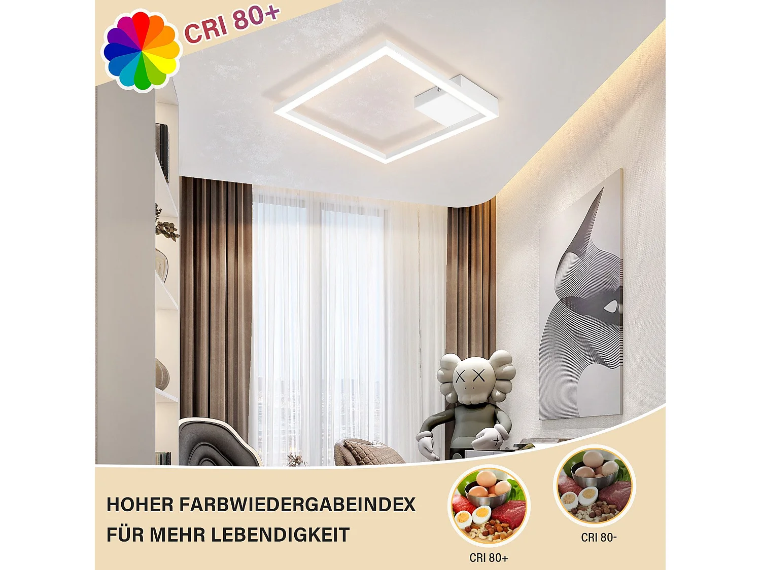 NETTLIFE Plafondlamp LED vierkant Wit 1 Lichts 3000K Warm wit Licht modern Plafondverlichting 12W PC voor Woonkamer | Slaapkamer | Keuken | Gang 29cm